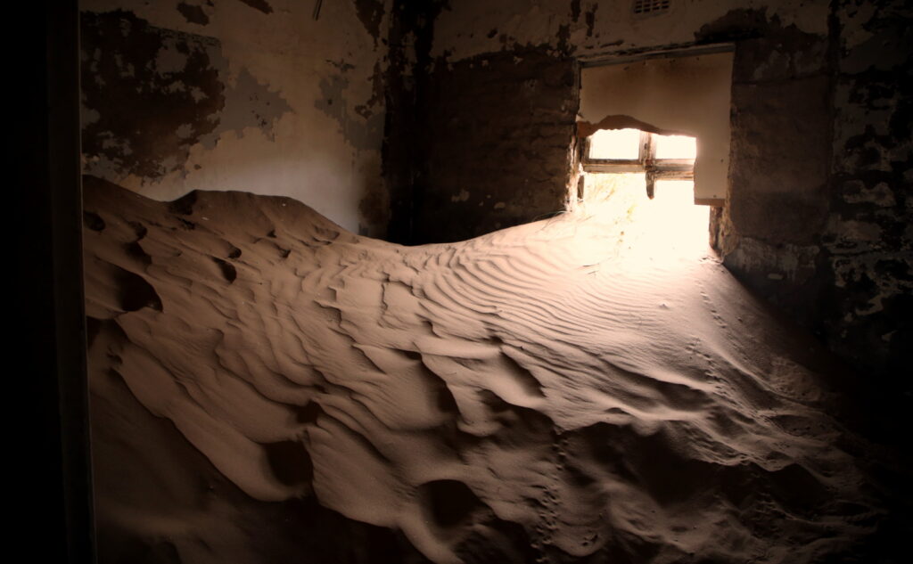 Sand finding it's way into a house at Kolmanskuppe.